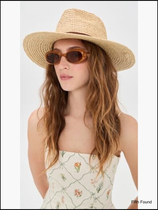 Braided Raffia Sun Hat with Adjustable Drawstring, Wide Brim